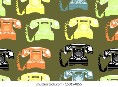 vintage phones seamless pattern