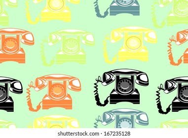 vintage phones seamless pattern