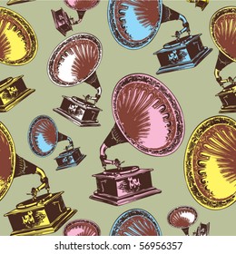 vintage phonograph seamless  background