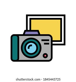 vintage photo camera color icon vector. vintage photo camera sign. isolated symbol illustration