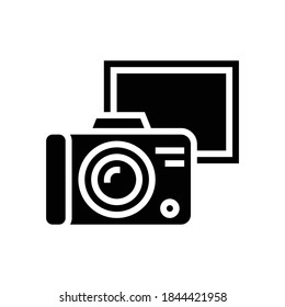 vintage photo camera glyph icon vector. vintage photo camera sign. isolated contour symbol black illustration
