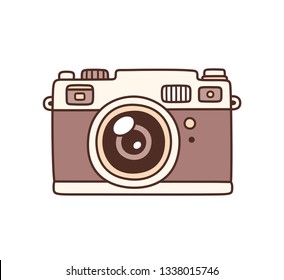 Vintage photo camera, hand drawn vector illustration. Retro style film camera drawing.