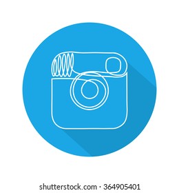 Vintage photo camera. Hand drawn icon.