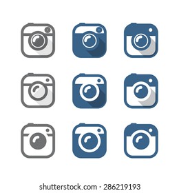 Vintage photo camera icons clipart. Minimalism illustration concept