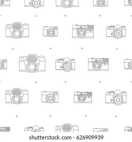 Vintage photo camera pattern. Vector seamless background. 