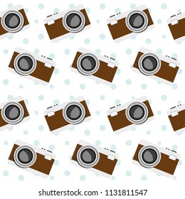 Vintage photo camera seamless pattern  background. Vector illustration