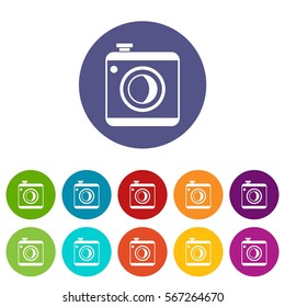 Vintage photo camera social network isolated on white background