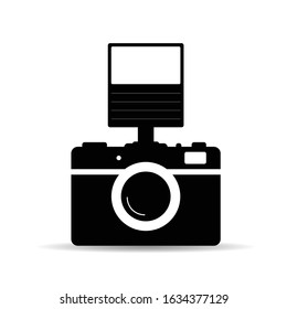 vintage photo camera vector illustration in black