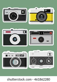 Vintage Photo Cameras Drawing Set 