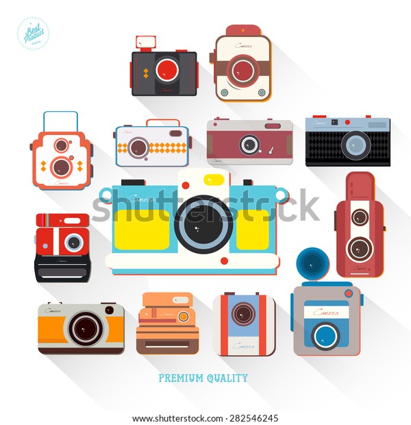 Vintage Photo Cameras Icon Photography Vector Stock Vector (Royalty