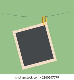 Vintage photo frame with adhesive tape and shadow isolated realistic vector illustration