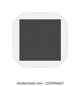 Vintage photo frame with cropped corner isolated on transparent background. Vector blank photo framework with shadow effects. Photos for your picture in realistic style. EPS 10.