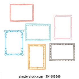 Vintage Photo Frame In Doodle Style