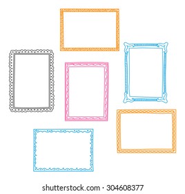 Vintage Photo Frame In Doodle Style