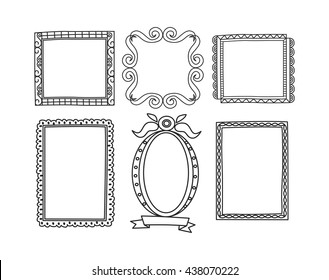 vintage photo frame in doodle style