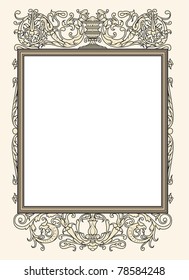 vintage photo frame ornamental vector in seventeenth-century French  style