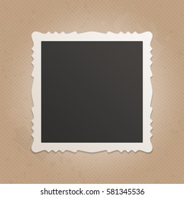 Vintage Photo frame in realistic style. Blank old photo with shadow isolated on retro background.  Vector illustration. EPS 10.