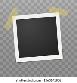 Vintage photo frame. Realistic vector photo frame on sticky tape. Vector illustration design