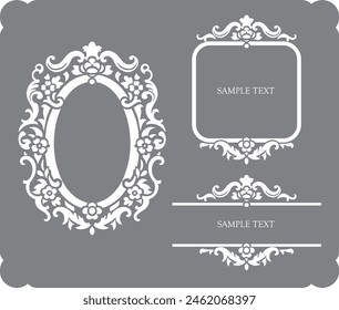 Vintage photo frame set Mix modern style, flowers and set boundaries. vector design