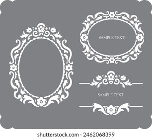 Vintage photo frame set Mix modern style, flowers and set boundaries. vector design