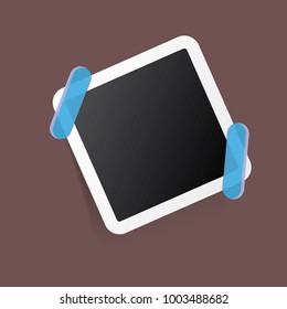vintage photo frame with shadow isolated on brown background. Vector Photo realistic Mockups with empty space for photo. old photo icon 
