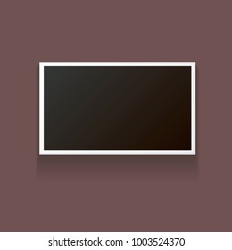 vintage photo frame with shadow isolated on brown background. Vector Photo realistic Mockups with empty space for photo. old photo icon 