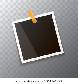vintage photo frame with shadow isolated on transparent background. Vector Photo realistic Mockups with empty space for photo. old photo icon