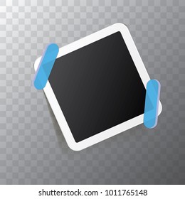 vintage photo frame with shadow isolated on transparent background. Vector Photo realistic Mockups with empty space for photo. old photo icon