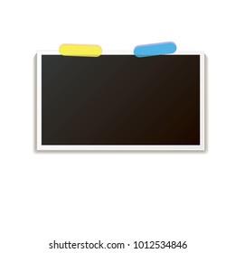 vintage photo frame with shadow isolated on white background. Vector Photo realistic Mockups with empty space for photo. old photo icon