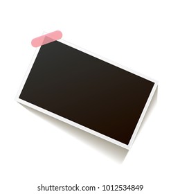 vintage photo frame with shadow isolated on white background. Vector Photo realistic Mockups with empty space for photo. old photo icon