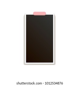 vintage photo frame with shadow isolated on white background. Vector Photo realistic Mockups with empty space for photo. old photo icon