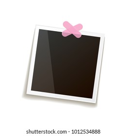 vintage photo frame with shadow isolated on white background. Vector Photo realistic Mockups with empty space for photo. old photo icon