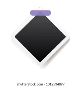 vintage photo frame with shadow isolated on white background. Vector Photo realistic Mockups with empty space for photo. old photo icon