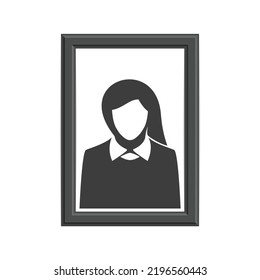 Vintage Photo frame with simple woman photography. Old photo with shadow isolated white background.  Vector illustration. EPS 10.