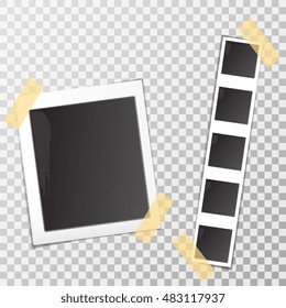 Vintage photo frame sticked on duct tape to Background