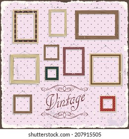 Vintage Photo frame template. Vector illustration. Grunge effect can be cleaned easily