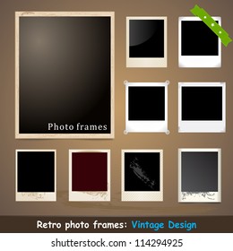 Vintage Photo Frame. Vector Design Template. Grunge Style.