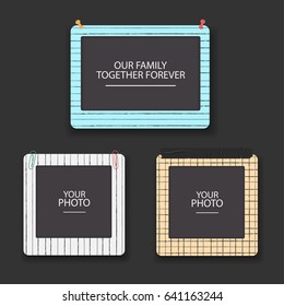 Vintage photo frames collage. Scrapbook retro design concept. Album template for kid, baby, family or memories. Vector