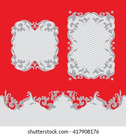 
Vintage photo frames , greetings , invitations . Seamless lace ribbon. Vector illustration.
