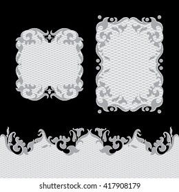 
Vintage photo frames , greetings , invitations . Seamless lace ribbon. Vector illustration.
