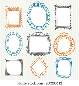 Vintage photo frames. Hand drawn collection. Vector illustration