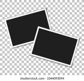 Vintage photo frames on transparent background. Vector.