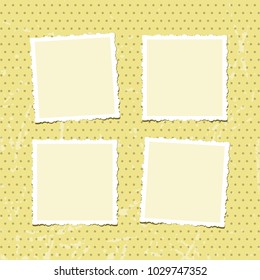 Vintage photo frames placed in yellow retro photo album. Vector illustration.