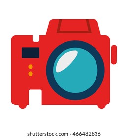 Vintage photographic camera, isolated flat icon cartoon
