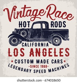 vintage pick up illustration, vector, slogan