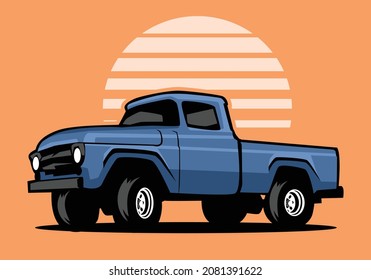 Vintage pick up truck illustration