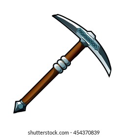 Vintage pickaxe isolated on white background. Vector illustration.