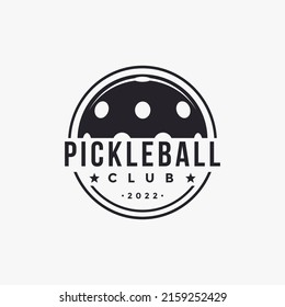 Vintage Pickleball club logo design, pickleball ball icon vector on white background