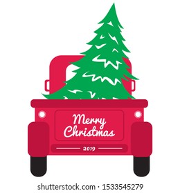 Vintage Pickup Truck With Christmas Tree