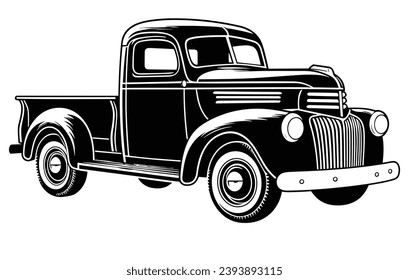 Vintage Pickup Truck Logo Monochrome Design Style
